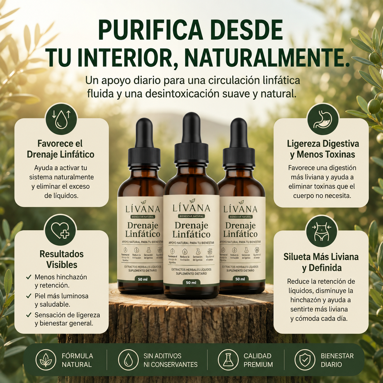 LÍVANA: Drena Naturalmente la Hinchazón del Rostro, Abdomen y Piernas